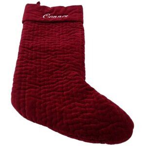 Pottery Barn Connor Velvet Quilted Stocking Christmas Holiday Ruby Red 24 Inch
